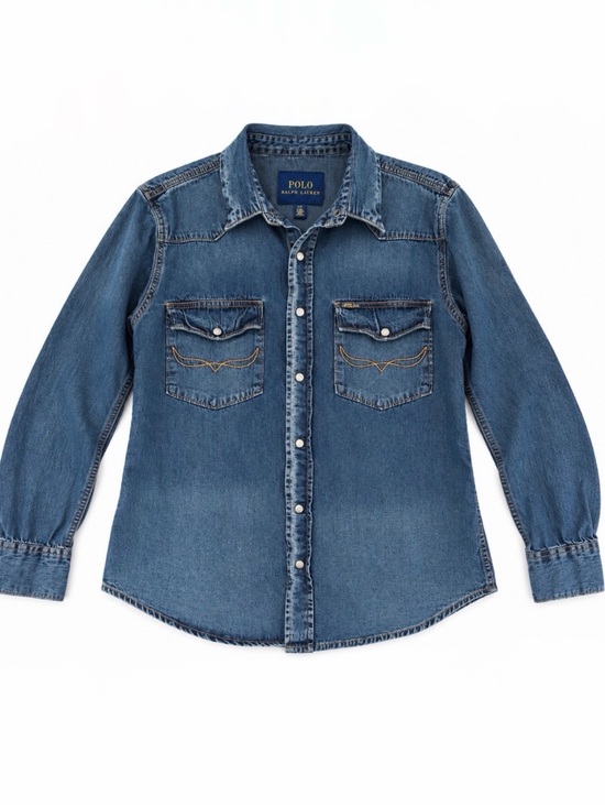 Polo Ralph Lauren Tops - Polo Ralph Lauren Denim Western Shirt Women’s 100% Cotton Blue SZ L